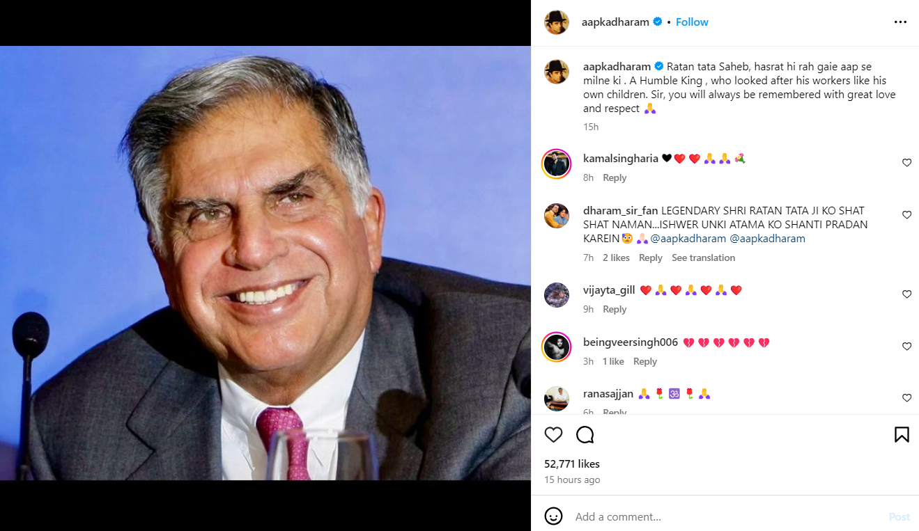 ratan tata dharmendra